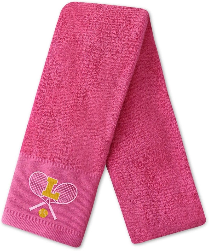 CybGene Embroidered Tennis Towel, Funny Tennis Gift for Men, Women & Tennis Lovers, Soft & Absorbent, Hot Pink - Image 1